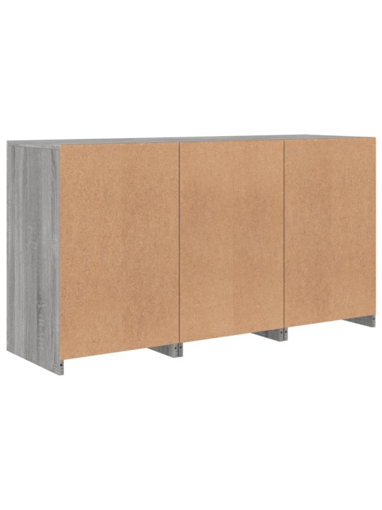 Puhvetkapp LED-tuledega, hall sonoma tamm, 123 x 37 x 67 cm