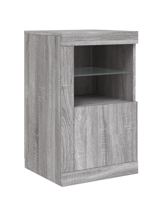 Puhvetkapp LED-tuledega, hall sonoma tamm, 123 x 37 x 67 cm