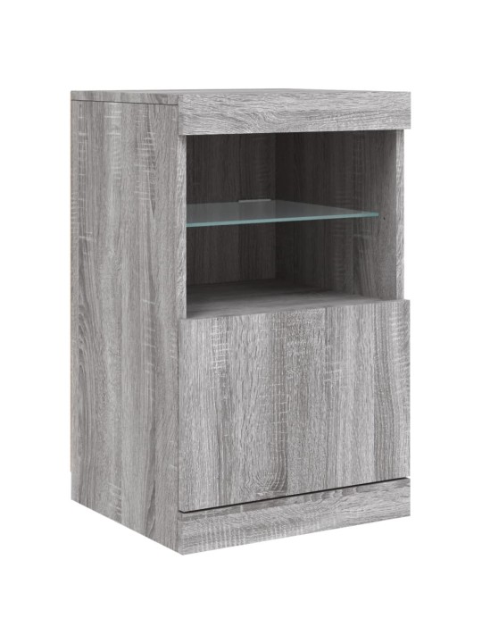 Puhvetkapp LED-tuledega, hall sonoma tamm, 123 x 37 x 67 cm