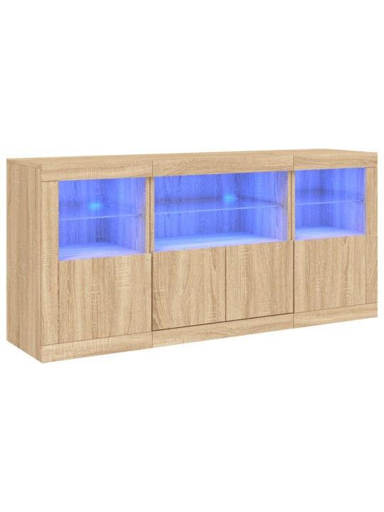 Puhvetkapp LED-tuledega, sonoma tamm, 142,5 x 37 x 67 cm