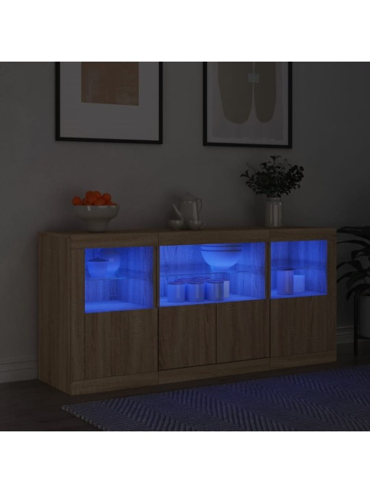 Puhvetkapp LED-tuledega, sonoma tamm, 142,5 x 37 x 67 cm