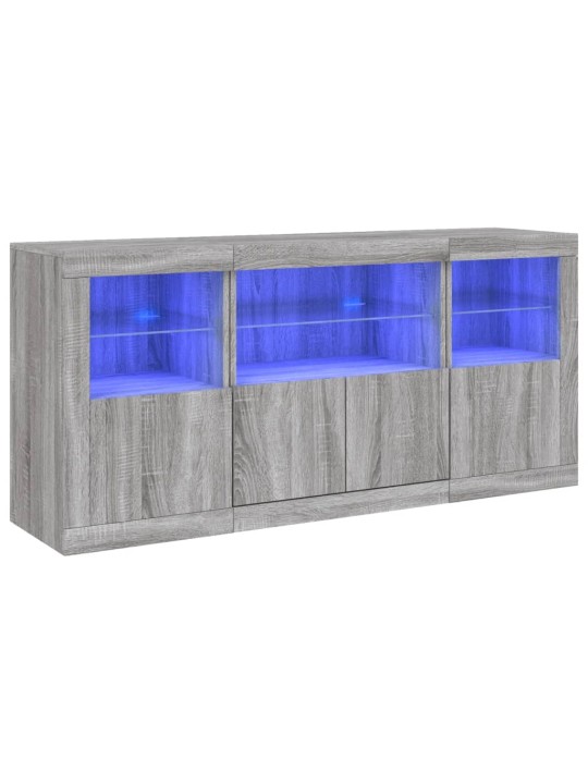Puhvetkapp LED-tuledega, hall sonoma tamm, 142,5 x 37 x 67 cm