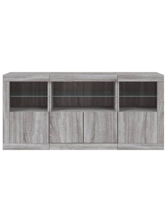 Puhvetkapp LED-tuledega, hall sonoma tamm, 142,5 x 37 x 67 cm