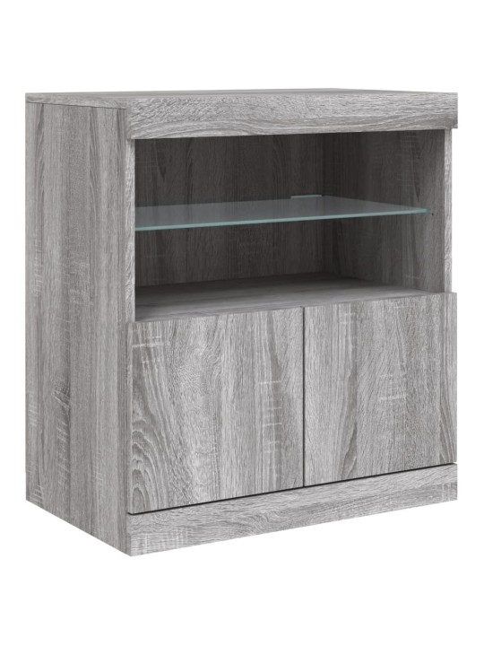 Puhvetkapp LED-tuledega, hall sonoma tamm, 142,5 x 37 x 67 cm