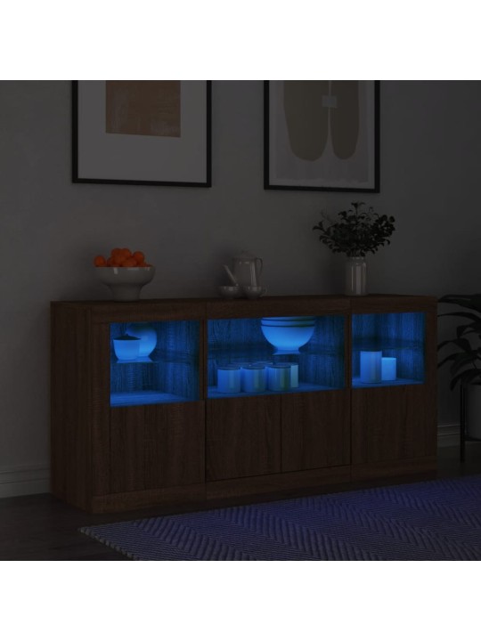 Puhvetkapp LED-tuledega, pruun tamm, 142,5 x 37 x 67 cm