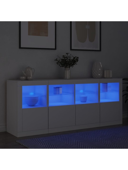 Puhvetkapp LED-tulega, valge, 163 x 37 x 67 cm