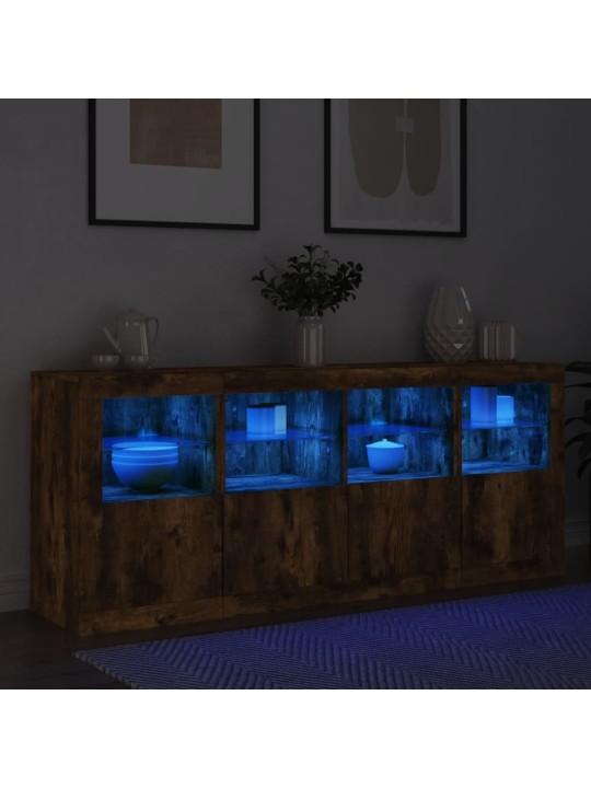 Puhvetkapp LED-tuledega, suitsutatud tamm, 163 x 37 x 67 cm