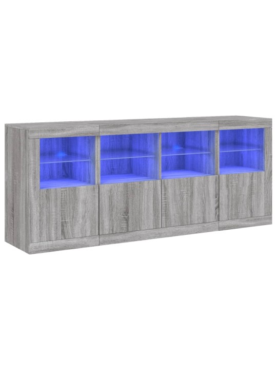 Puhvetkapp LED-tuledega, hall sonoma tamm, 163 x 37 x 67 cm