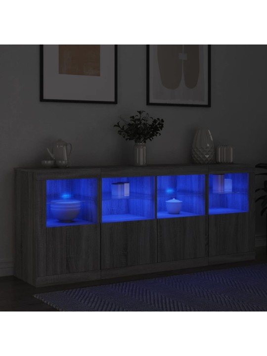 Puhvetkapp LED-tuledega, hall sonoma tamm, 163 x 37 x 67 cm