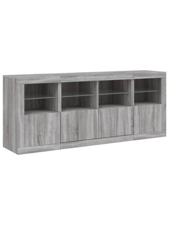 Puhvetkapp LED-tuledega, hall sonoma tamm, 163 x 37 x 67 cm