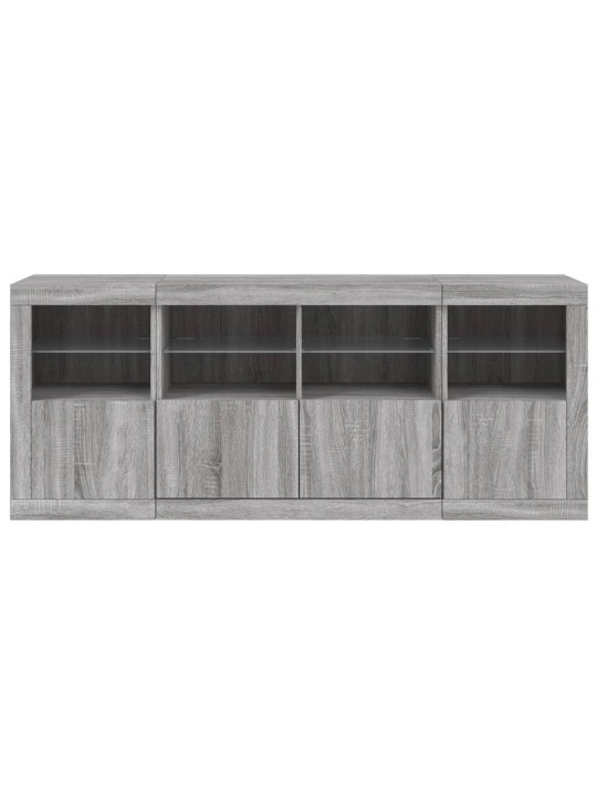 Puhvetkapp LED-tuledega, hall sonoma tamm, 163 x 37 x 67 cm