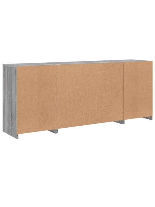 Puhvetkapp LED-tuledega, hall sonoma tamm, 163 x 37 x 67 cm