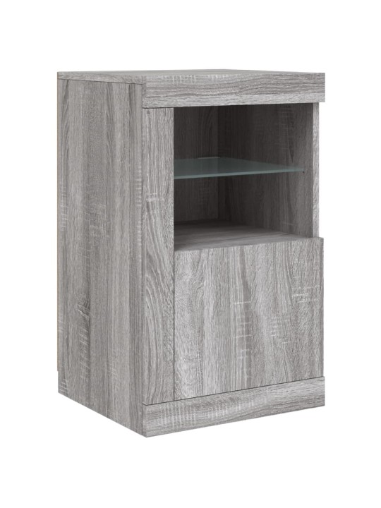 Puhvetkapp LED-tuledega, hall sonoma tamm, 163 x 37 x 67 cm