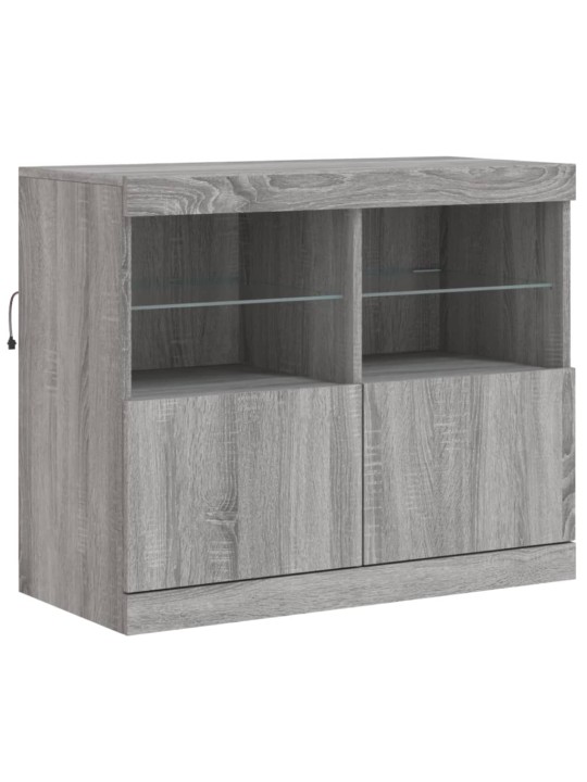 Puhvetkapp LED-tuledega, hall sonoma tamm, 163 x 37 x 67 cm