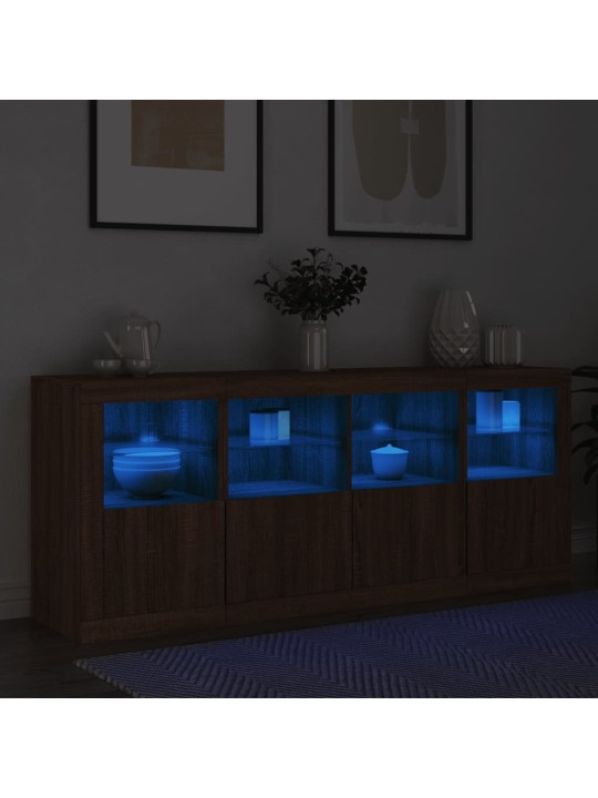 Puhvetkapp LED-tuledega, pruun tamm, 163 x 37 x 67 cm