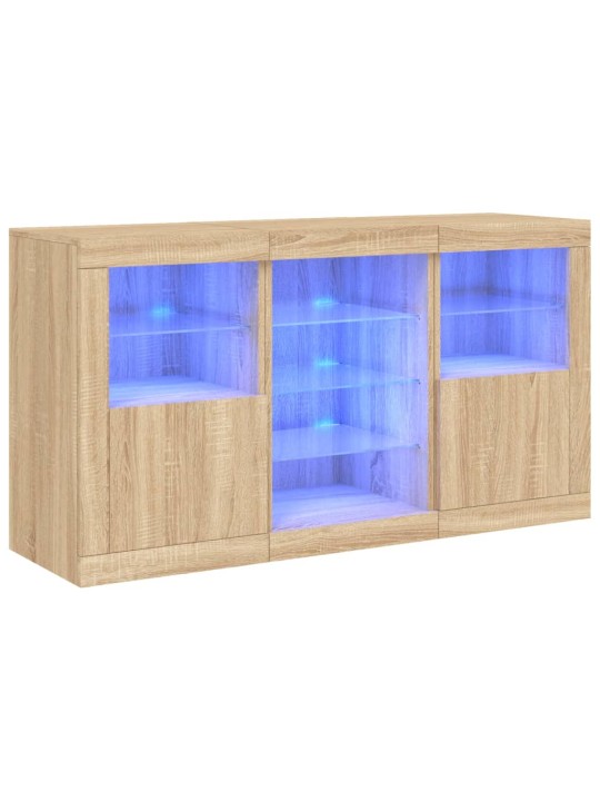 Puhvetkapp LED-tuledega, sonoma tamm, 123 x 37 x 67 cm