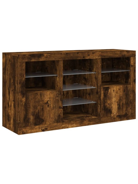 Puhvetkapp LED-tuledega, suitsutatud tamm, 123 x 37 x 67 cm