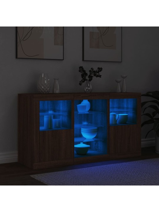 Puhvetkapp LED-tuledega, pruun tamm, 123 x 37 x 67 cm