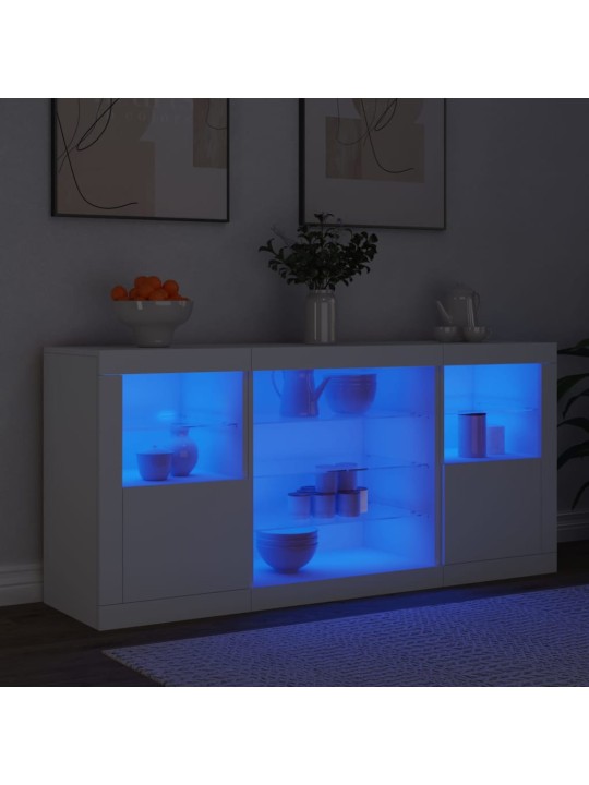 Puhvetkapp LED-tulega, valge, 142,5 x 37 x 67 cm