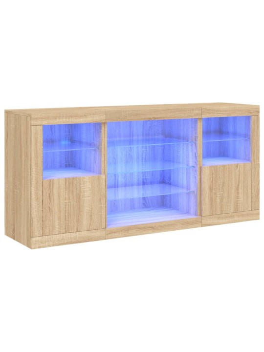 Puhvetkapp LED-tuledega, sonoma tamm, 142,5 x 37 x 67 cm