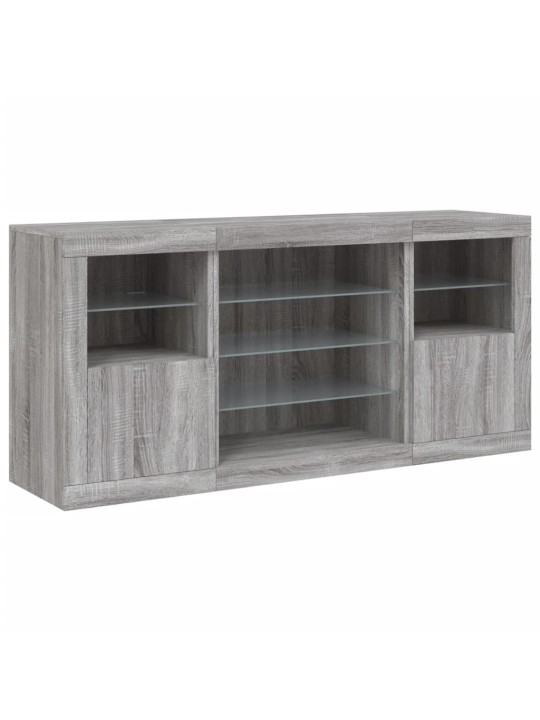 Puhvetkapp LED-tuledega, hall sonoma tamm, 142,5 x 37 x 67 cm