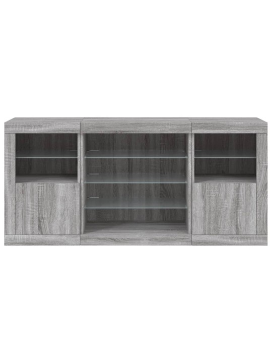 Puhvetkapp LED-tuledega, hall sonoma tamm, 142,5 x 37 x 67 cm