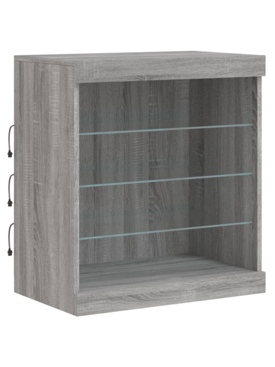 Puhvetkapp LED-tuledega, hall sonoma tamm, 142,5 x 37 x 67 cm