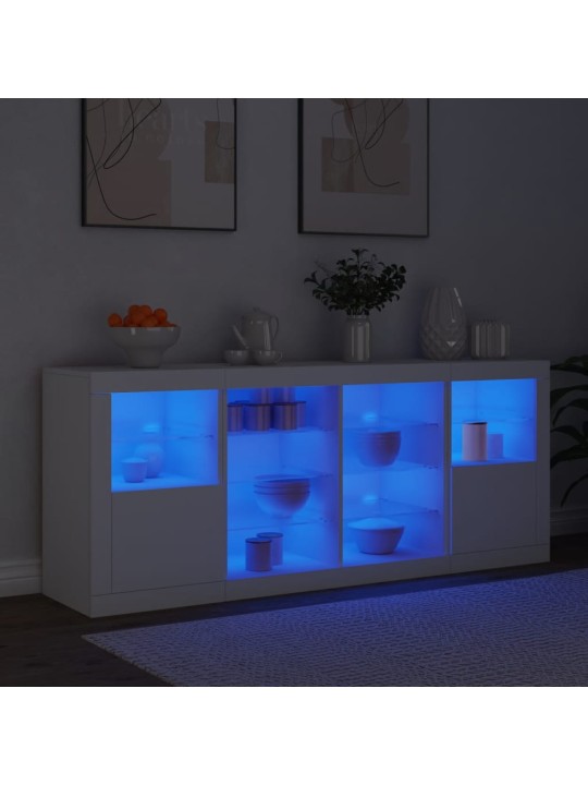 Puhvetkapp LED-tulega, valge, 163 x 37 x 67 cm