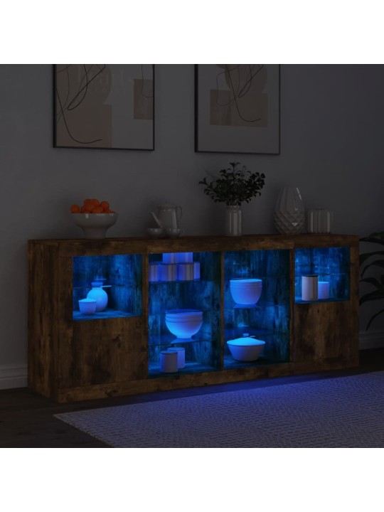 Puhvetkapp LED-tuledega, suitsutatud tamm, 163 x 37 x 67 cm