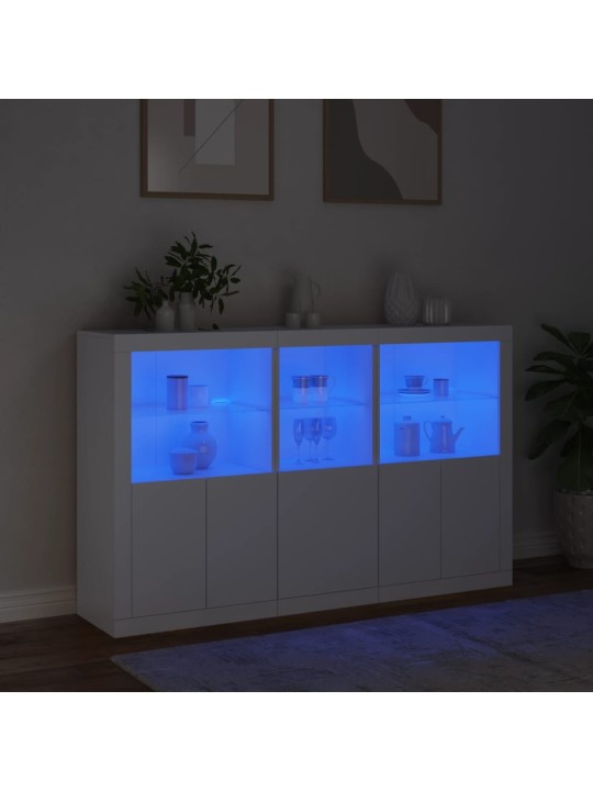 Puhvetkapp LED-tulega, valge, 162 x 37 x 100 cm