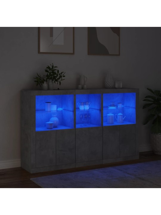 Puhvetkapp LED-tulega, betoonhall, 162 x 37 x 100 cm