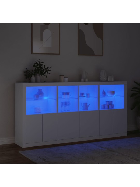 Puhvetkapp LED-tulega, valge, 202 x 37 x 100 cm