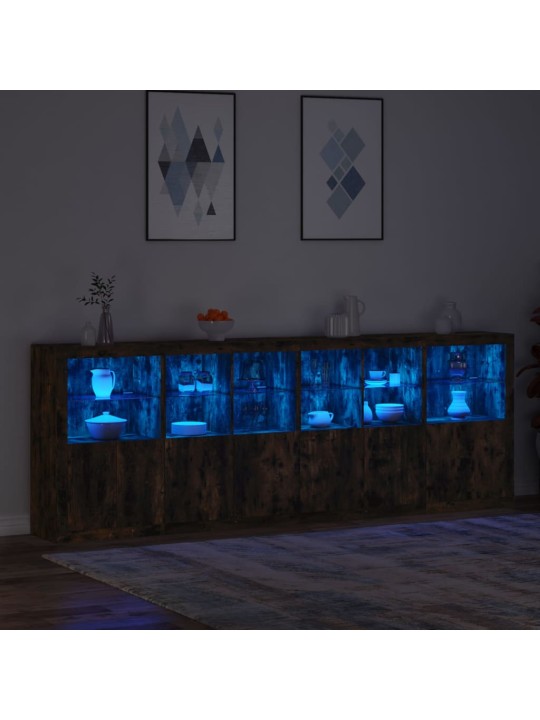 Puhvetkapp led-tuledega, suitsutatud tamm, 283 x 37 x 100 cm