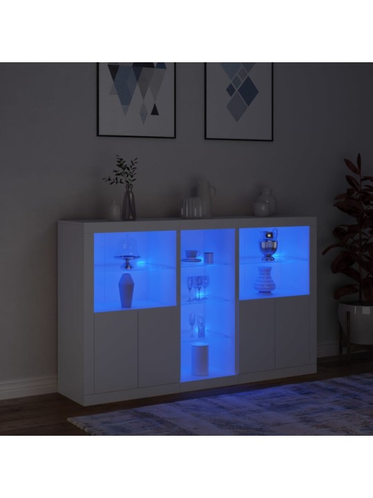 Puhvetkapp LED-tulega, valge, 162 x 37 x 100 cm