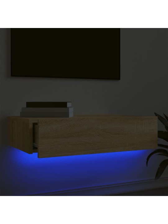 Telerialus LED-tuledega, sonoma tamm, 60 x 35 x 15,5 cm