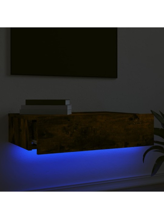 Telerialus LED-tuledega, suitsutatud tamm, 60 x 35 x 15,5 cm