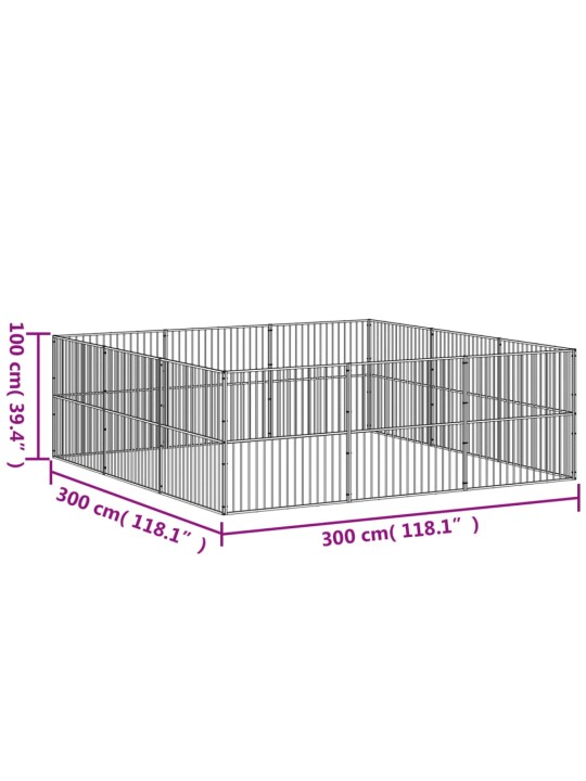 Koera mänguaedik, 12 paneeliga, must, tsingitud teras