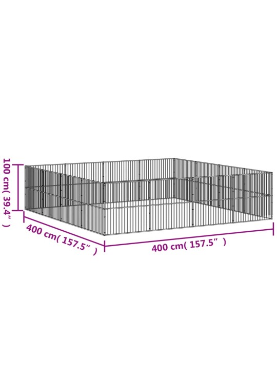 Koera mänguaedik, 16 paneeliga, must, tsingitud teras