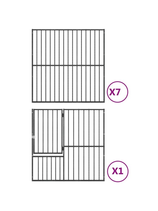 Koera mänguaedik, 8 paneeliga, must, tsingitud teras