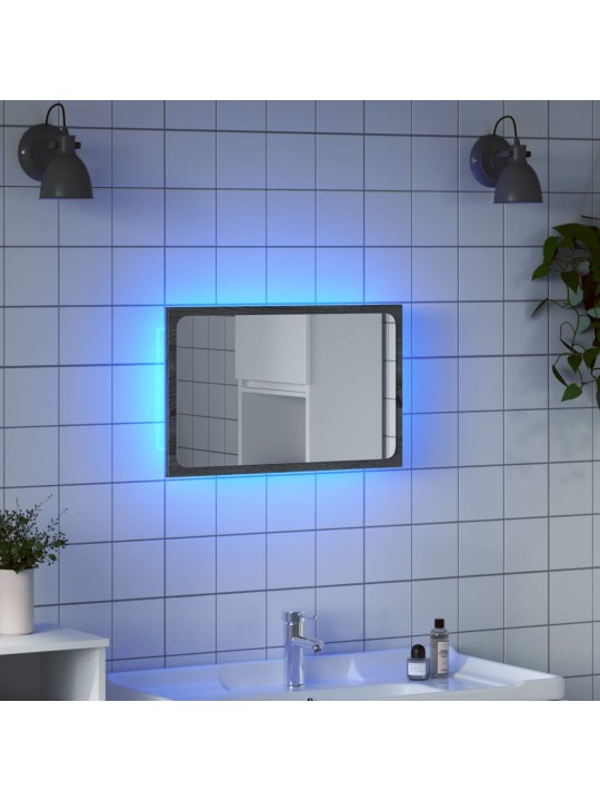 Vannitoapeegel, LED, hall sonoma tamm, 60x8,5x38 cm, tehispuit