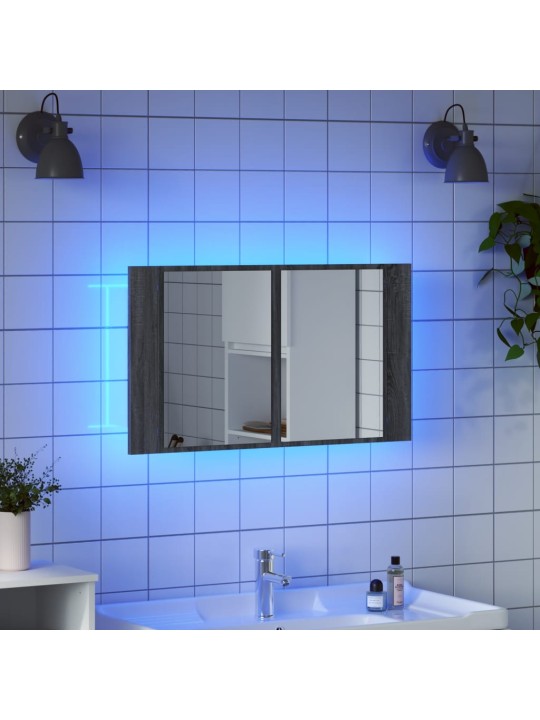 Vannitoa led-peegelkapp, hall sonoma tamm, 80x12x45 cm, akrüül