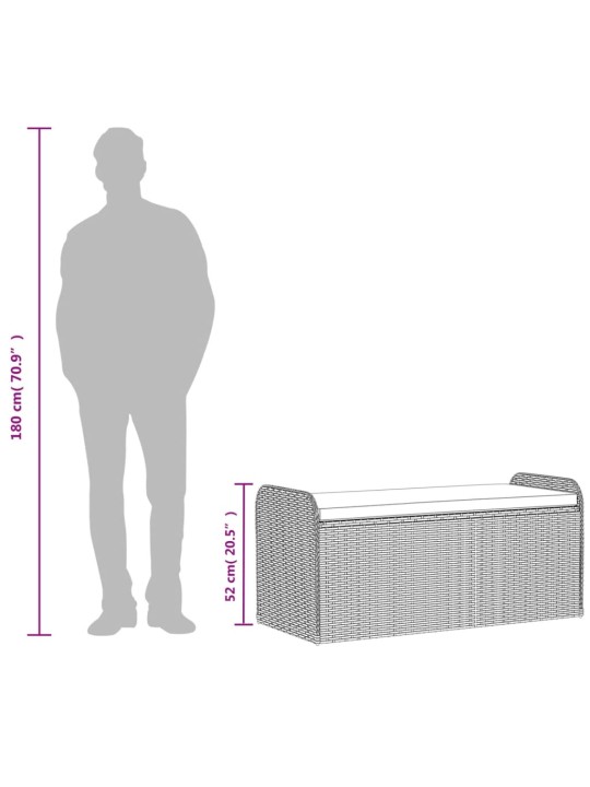 Hoiupink istmepadjaga, must, 115 x 51 x 52 cm, polürotang