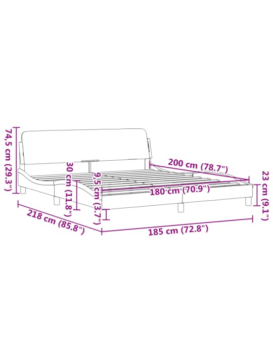 Voodiraam peatsiga ilma madratsita roosa 180x200 cm samet