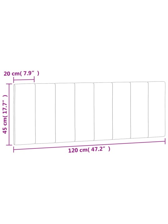 Voodipeatsi padi, helehall, 120 cm, samet