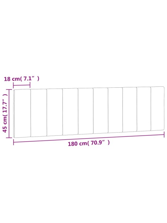 Voodipeatsi padi, helehall, 180 cm, samet