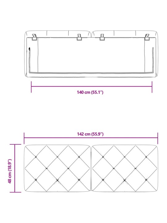 Voodipeatsi padi, must, 140 cm, samet