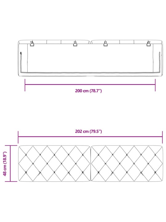 Voodipeatsi padi, must, 200 cm, samet