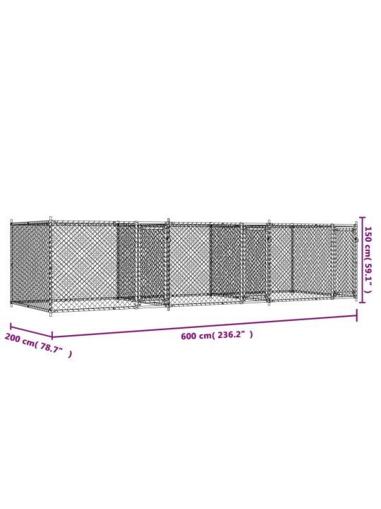 Koeraaedik, ustega, hall, 6x2x1,5 m, tsingitud teras