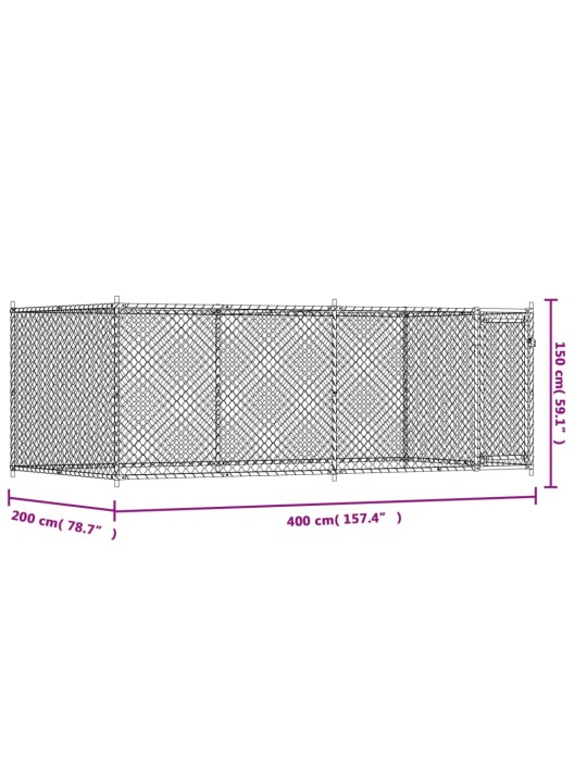 Koeraaedik, katuse ja uksega, hall, 4x2x1,5 m, tsingitud teras