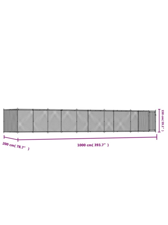 Koeraaedik, ustega, hall, 10x2x1,5 m, tsingitud teras